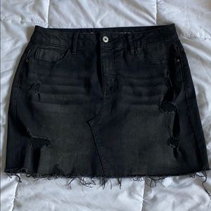 Black denim skirt